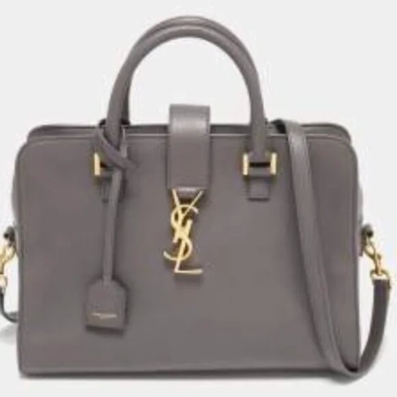 YSL CABAS MONOGRAM GREY LEATHER BAG - Picture 2 of 6